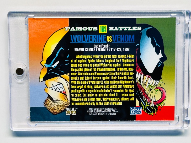 Photo 1 of 025187…Marvel wolverine vs.  venom card 164 in hard plastic case