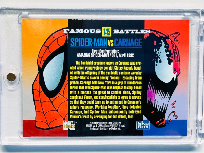 Photo 1 of 025188…Marvel spider-Man vs. carnage card 145 in hard plastic case