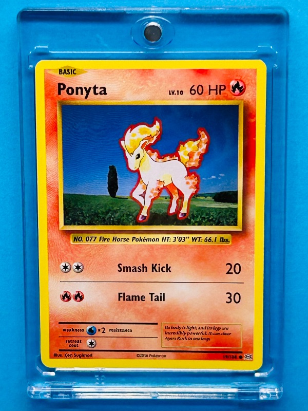 Photo 1 of 025191…Ponyta Pokémon card in hard plastic case