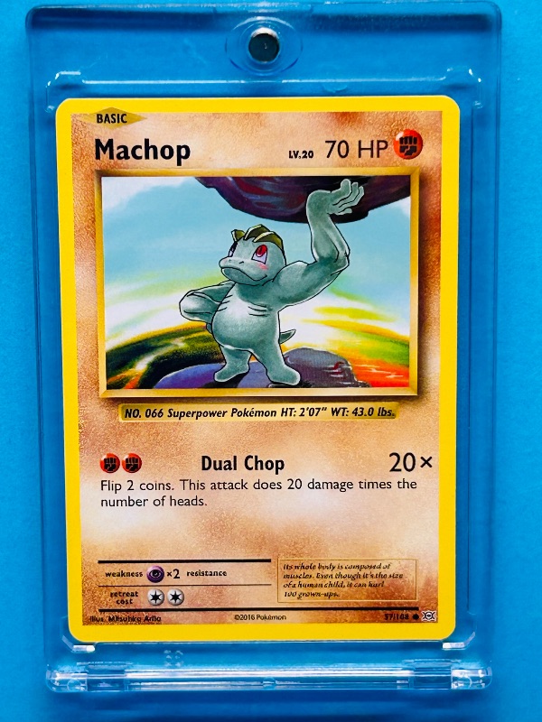 Photo 1 of 025193…Machop Pokémon card in hard plastic case