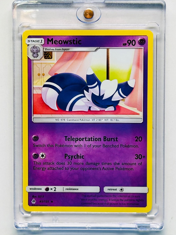 Photo 1 of 025194…Meowstic Pokémon card in hard plastic case