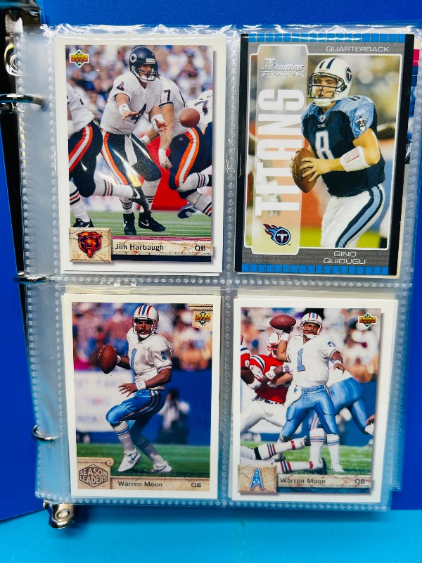 Photo 1 of 025228… final sale no returns/refunds-112 mixed football quartback cards in binder