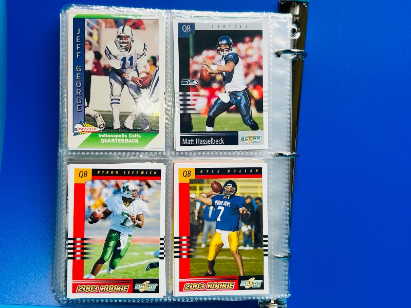 Photo 1 of 025228… final sale no returns/refunds-112 mixed football quartback cards in binder