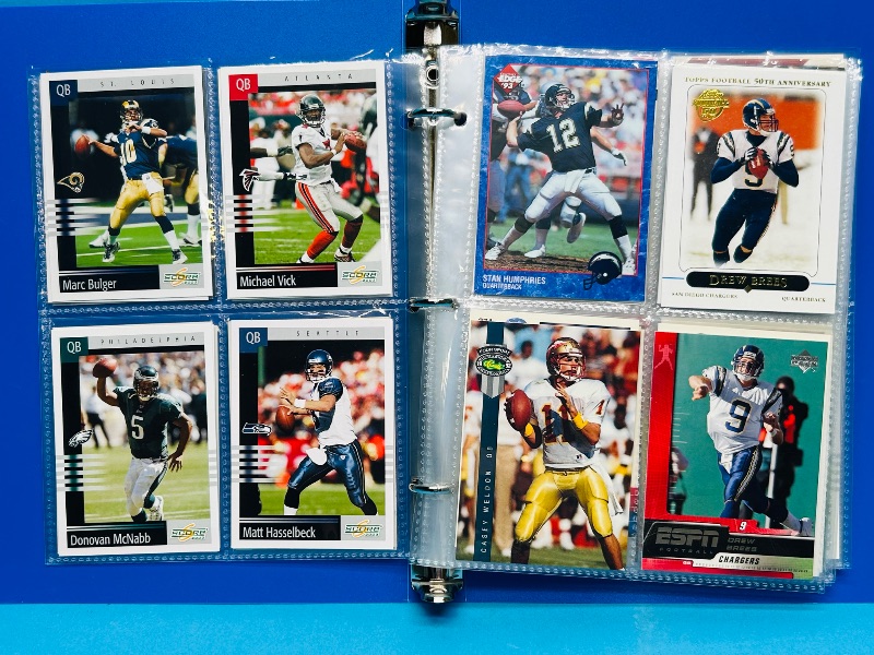 Photo 1 of 025228… final sale no returns/refunds-112 mixed football quartback cards in binder