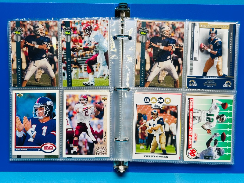 Photo 1 of 025228… final sale no returns/refunds-112 mixed football quartback cards in binder