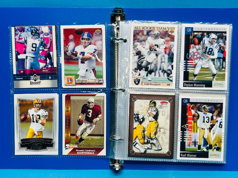 Photo 1 of 025228… final sale no returns/refunds-112 mixed football quartback cards in binder