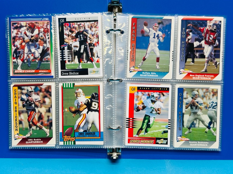 Photo 1 of 025228… final sale no returns/refunds-112 mixed football quartback cards in binder