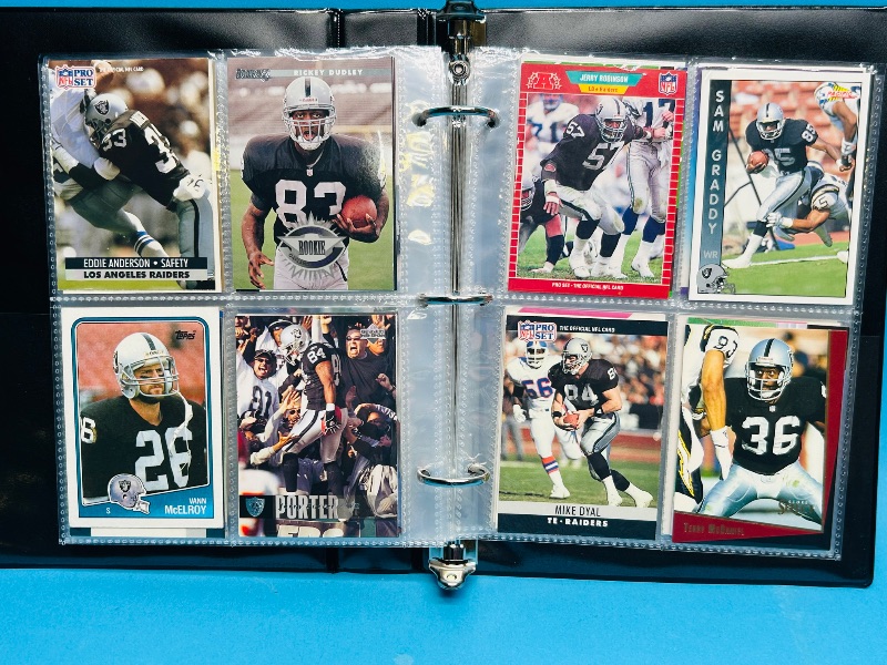Photo 1 of 025229… final sale no returns/refunds-124 mixed Raiders football cards in binder