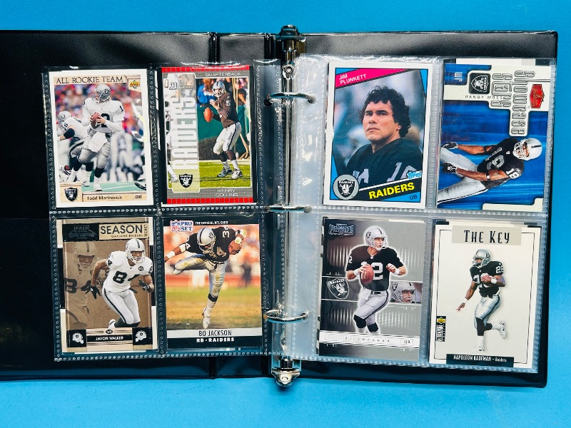 Photo 1 of 025229… final sale no returns/refunds-124 mixed Raiders football cards in binder