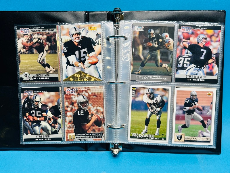 Photo 1 of 025229… final sale no returns/refunds-124 mixed Raiders football cards in binder