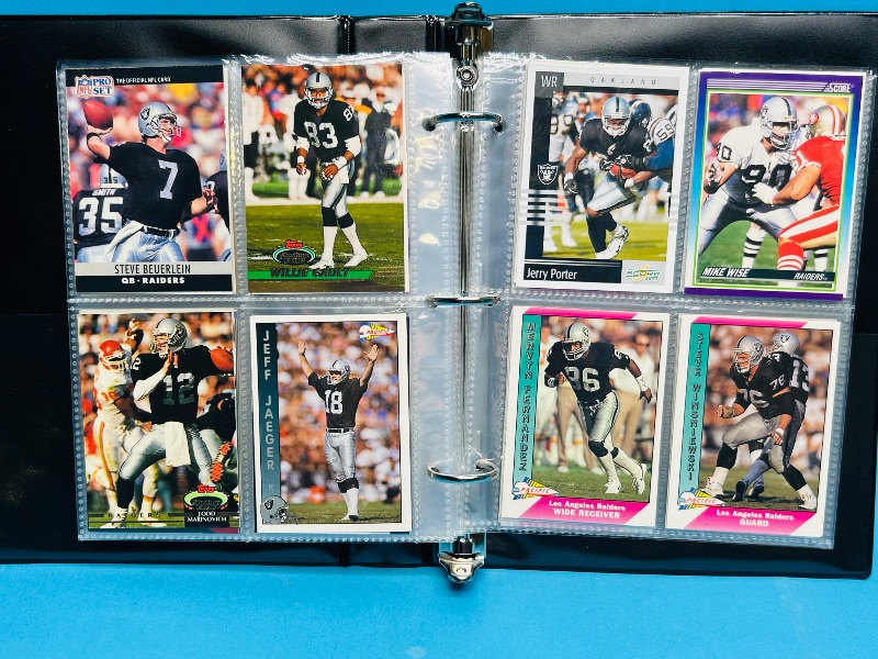 Photo 1 of 025229… final sale no returns/refunds-124 mixed Raiders football cards in binder