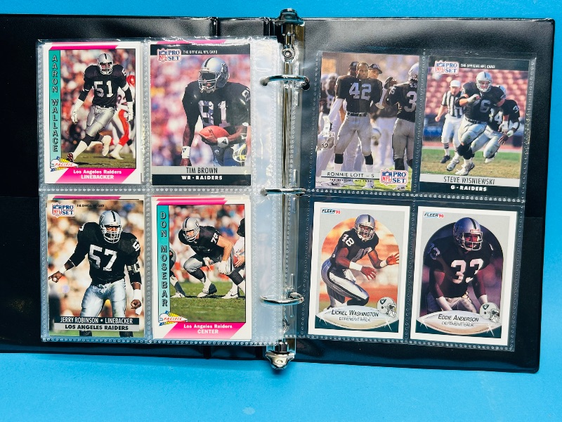 Photo 1 of 025229… final sale no returns/refunds-124 mixed Raiders football cards in binder
