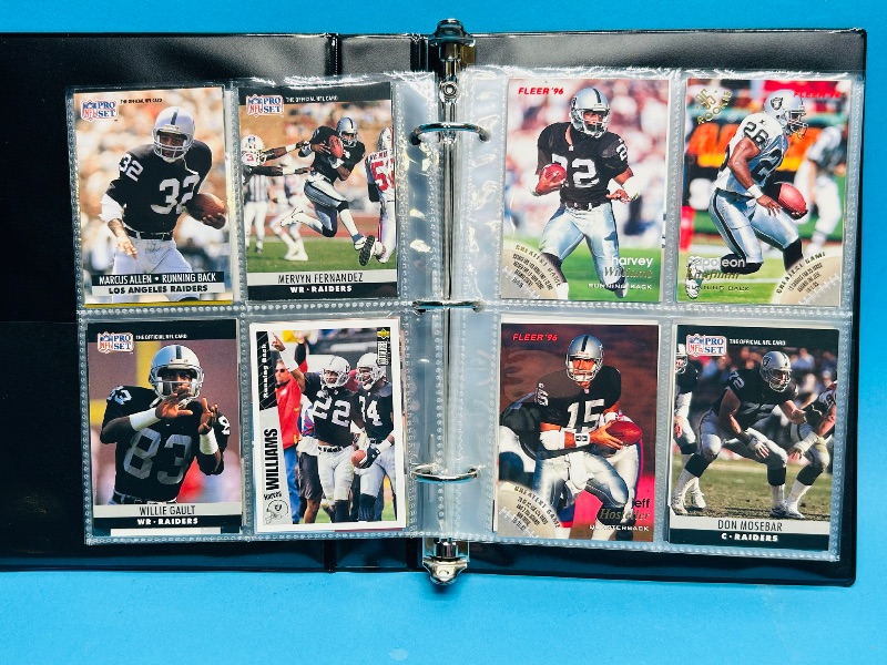Photo 1 of 025229… final sale no returns/refunds-124 mixed Raiders football cards in binder