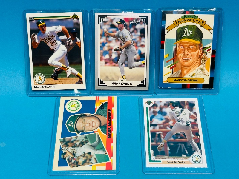 Photo 1 of 025230…5 Mark McGwire cards in hard plastic sleeves 