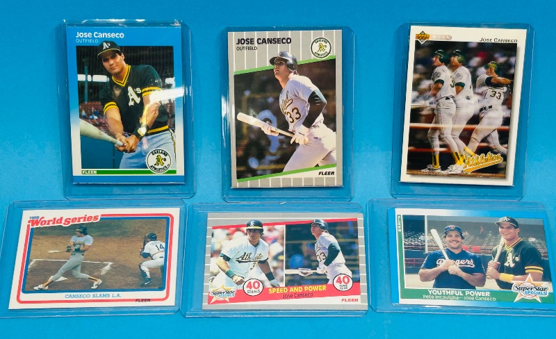 Photo 1 of 025244…6 Jose Canseco  cards in hard plastic sleeves 