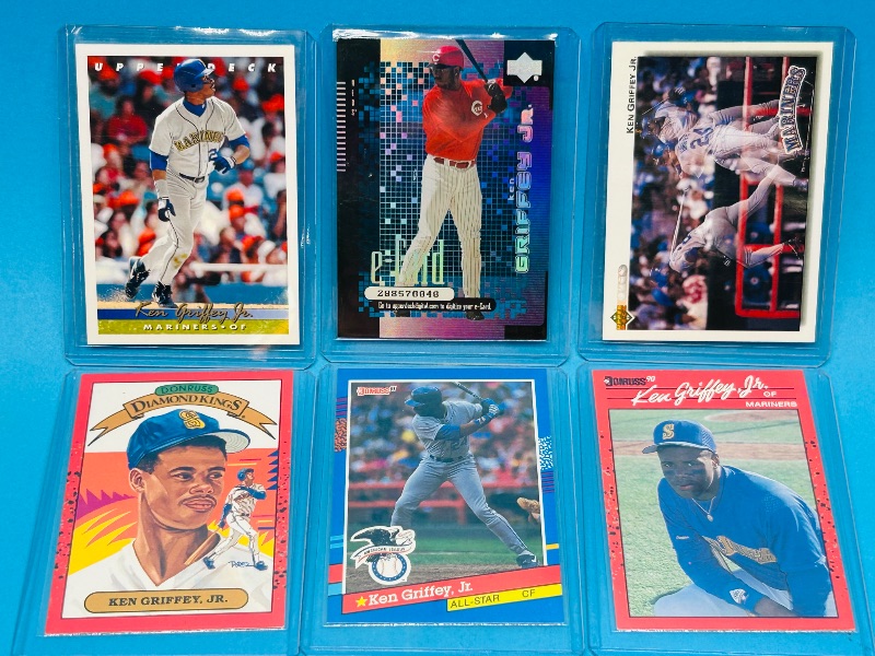Photo 1 of 025247…6 Ken Griffey Jr.  cards in hard plastic sleeves 