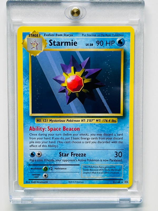 Photo 1 of 025250…Starmie Pokémon card in hard plastic case