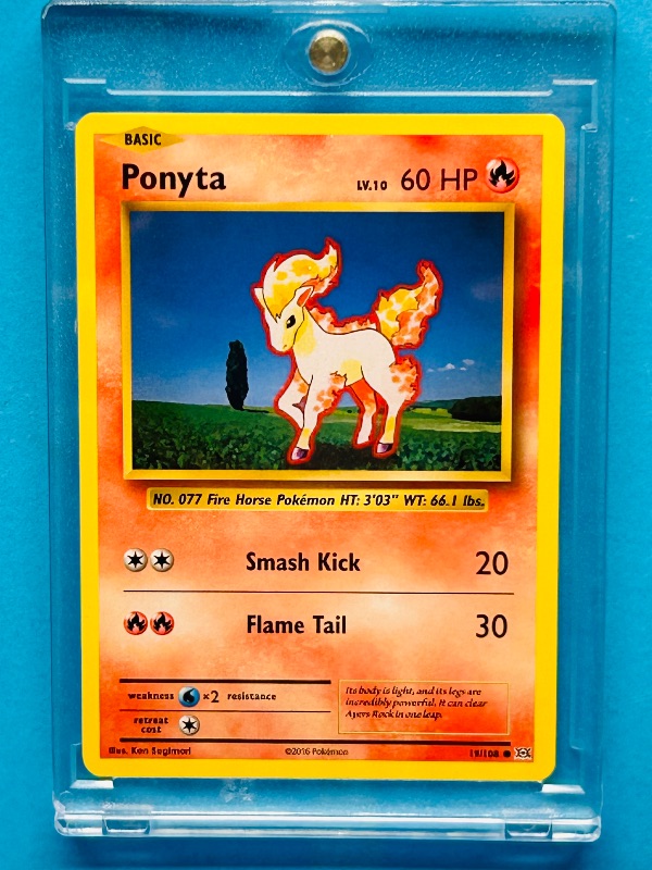 Photo 1 of 025252…Ponyta Pokémon card in hard plastic case
