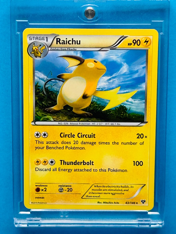 Photo 1 of 025255…Raichu Pokémon card in hard plastic case
