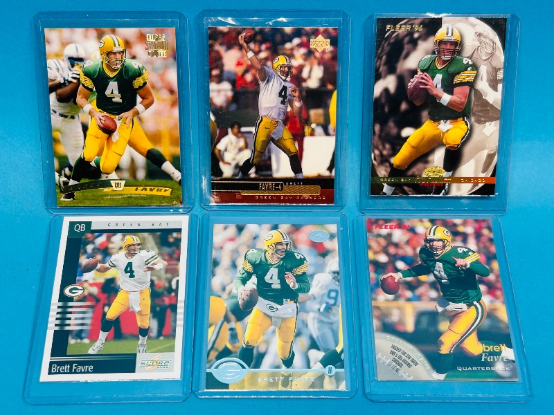Photo 1 of 025261…6 Brett Favre cards in hard plastic sleeves 