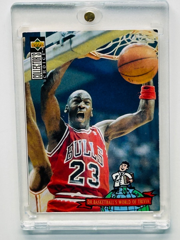 Photo 1 of 025270…Michael Jordan world of trivia card 402 in hard plastic case