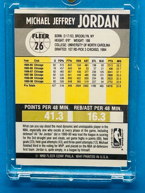 Photo 1 of 025271…Michael Jordan card 26 in hard plastic case
