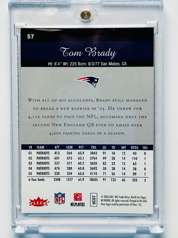 Photo 1 of 025273…Tom Brady hologram card 57 in hard plastic case