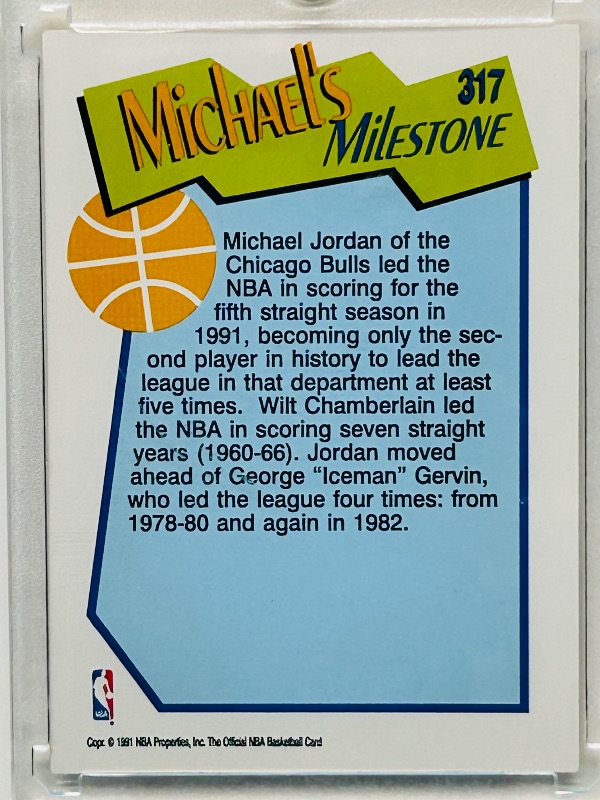 Photo 1 of 025274…Michael Jordan milestone card 317 in hard plastic case
