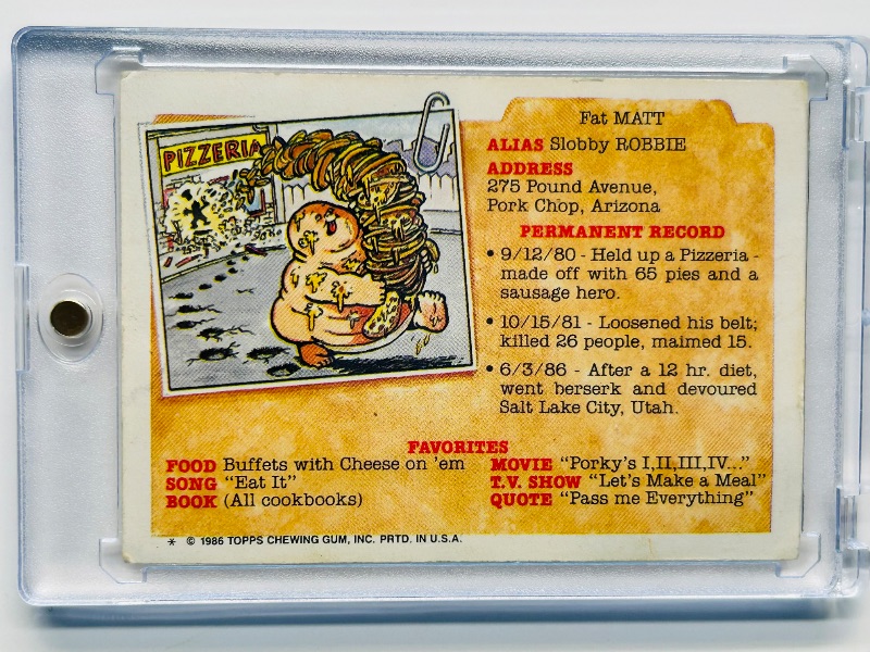 Photo 1 of 025276…Garbage Pail Kids Menaced Dennis card in hard plastic case