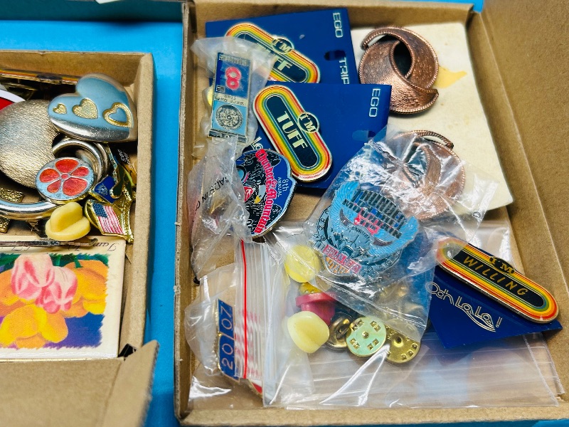 Photo 1 of 025281…5 small boxes of misc vintage  pins- some wear or damaged 