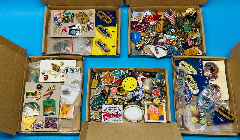 Photo 1 of 025281…5 small boxes of misc vintage  pins- some wear or damaged 