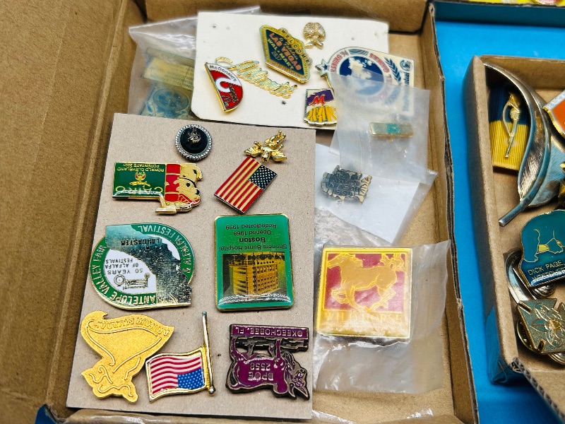 Photo 1 of 025281…5 small boxes of misc vintage  pins- some wear or damaged 