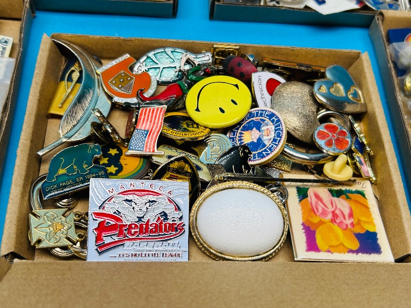 Photo 1 of 025281…5 small boxes of misc vintage  pins- some wear or damaged 