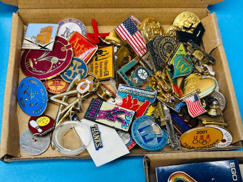Photo 1 of 025281…5 small boxes of misc vintage  pins- some wear or damaged 