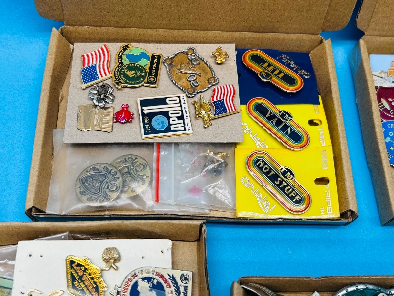 Photo 1 of 025281…5 small boxes of misc vintage  pins- some wear or damaged 
