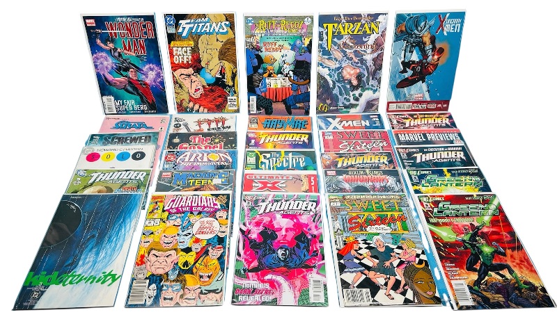Photo 1 of 025284… final sale no returns/refund-30 mixed comics in plastic sleeves