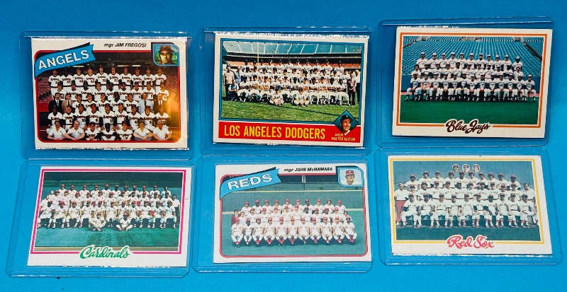 Photo 1 of 025286…6 vintage team checklist cards from the 1970’s in hard plastic sleeves