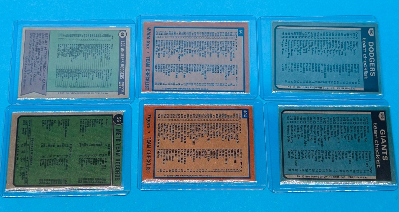 Photo 1 of 025287… 6 vintage team checklist cards from the 1970’s in hard plastic sleeves 