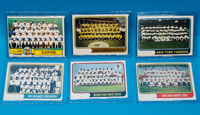 Photo 1 of 025288… 6 vintage team checklist cards from the 1970’s in hard plastic sleeves