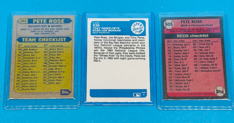 Photo 1 of 025291…3 Pete Rose cards in hard plastic sleeves 
