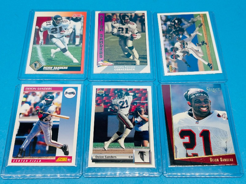 Photo 1 of 025300…6 Deion sanders cards in hard plastic sleeves 