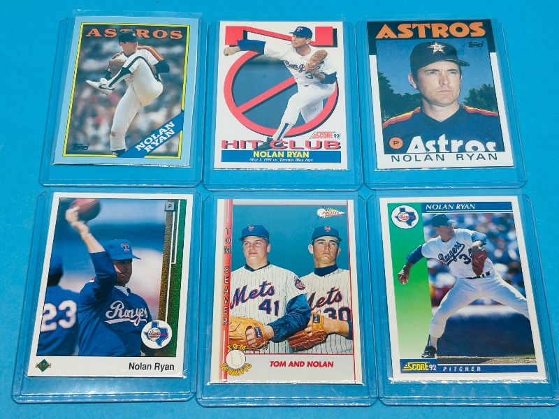 Photo 1 of 025303…6 Nolan Ryan cards in hard plastic sleeves 