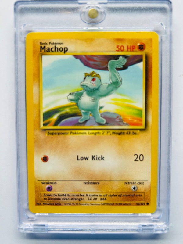 Photo 1 of 025309…Machop Pokémon card  in hard plastic case