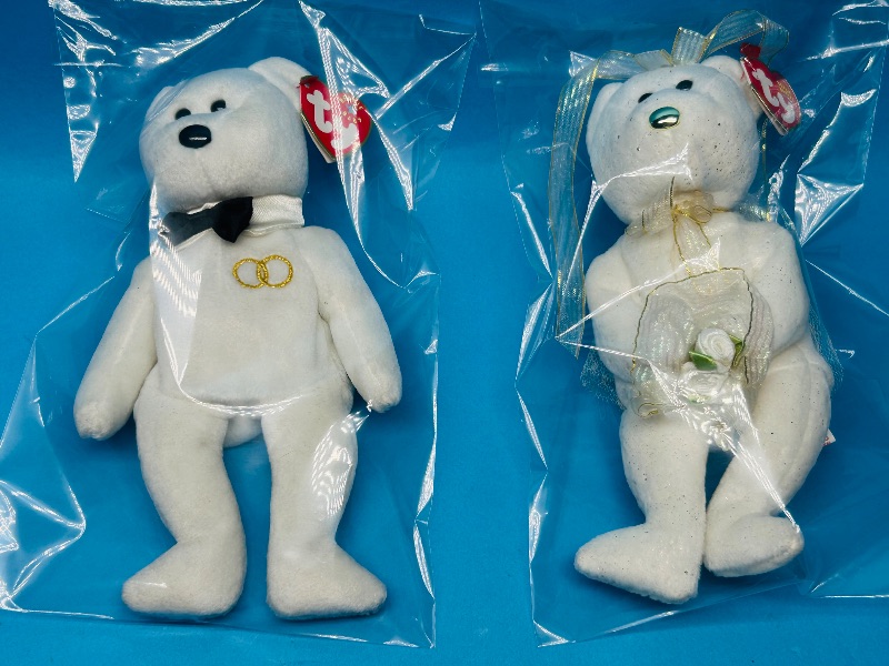 Photo 1 of 025343…bride and groom  TY beanie babies in plastic bags 