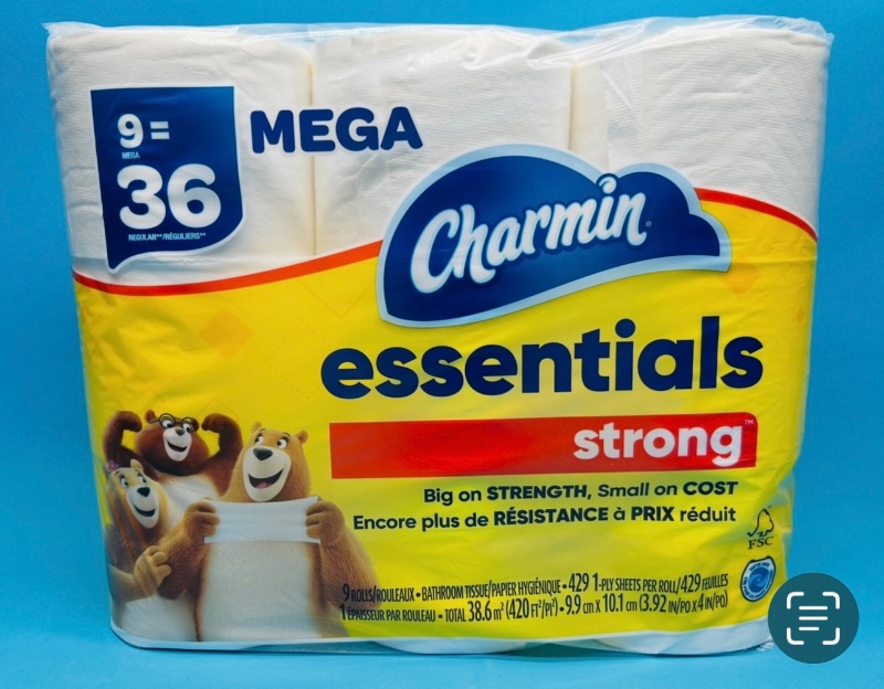 Photo 1 of 025472… Charmin  essentials strong  9 mega rolls of toilet tissue 
