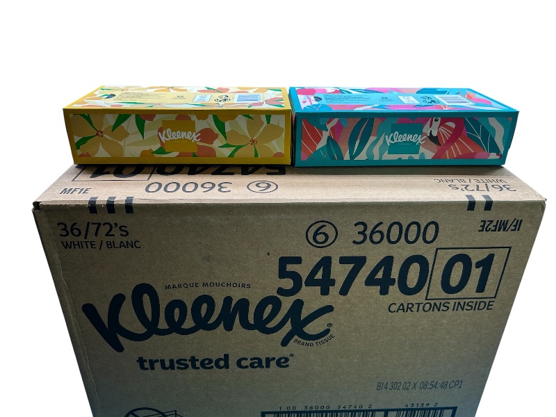 Photo 1 of 025489…36 boxes of Kleenex tissue. Case of 36