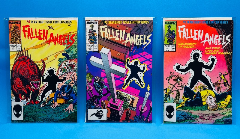 Photo 1 of 025524…3 vintage fallen angels comics in plastic sleeves 