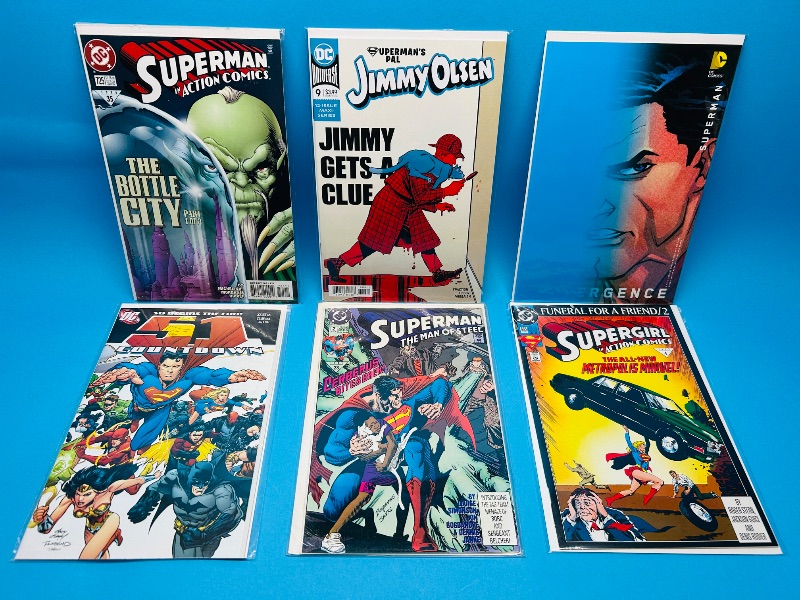 Photo 1 of 025539…6 Superman  comics in plastic sleeves 