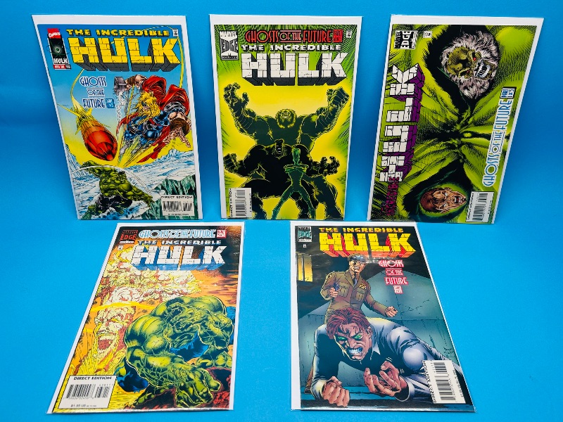 Photo 1 of 025555…Hulk ghosts of the future  #1-5 comics in plastic sleeves 
