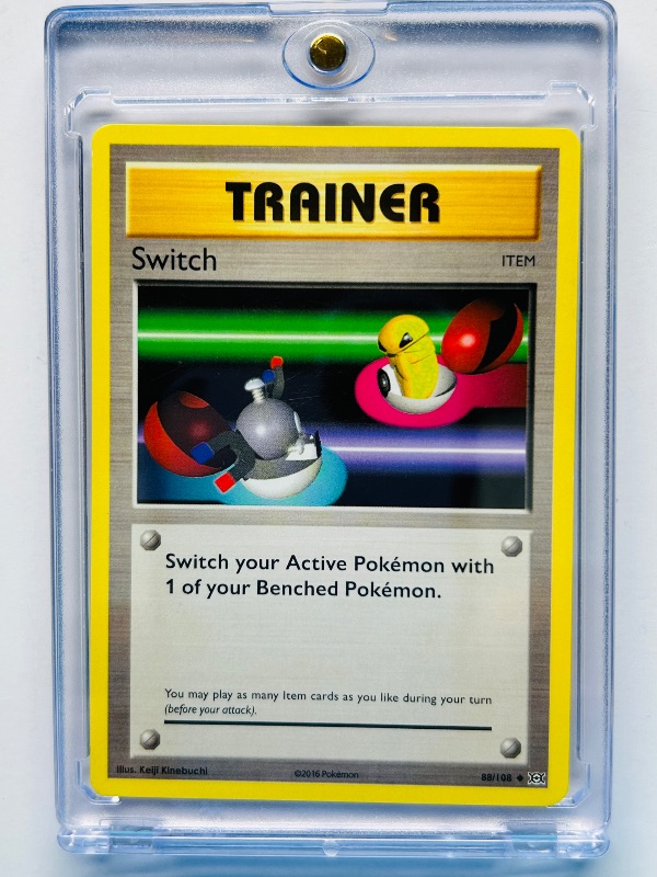 Photo 1 of 025585…Trainer Switch  Pokémon card in hard plastic case